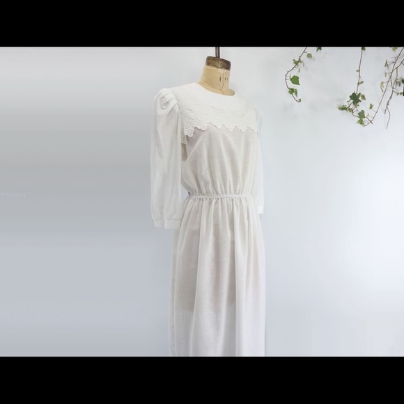 VIntage White Summer Dress 80s - Picture 5 of 5